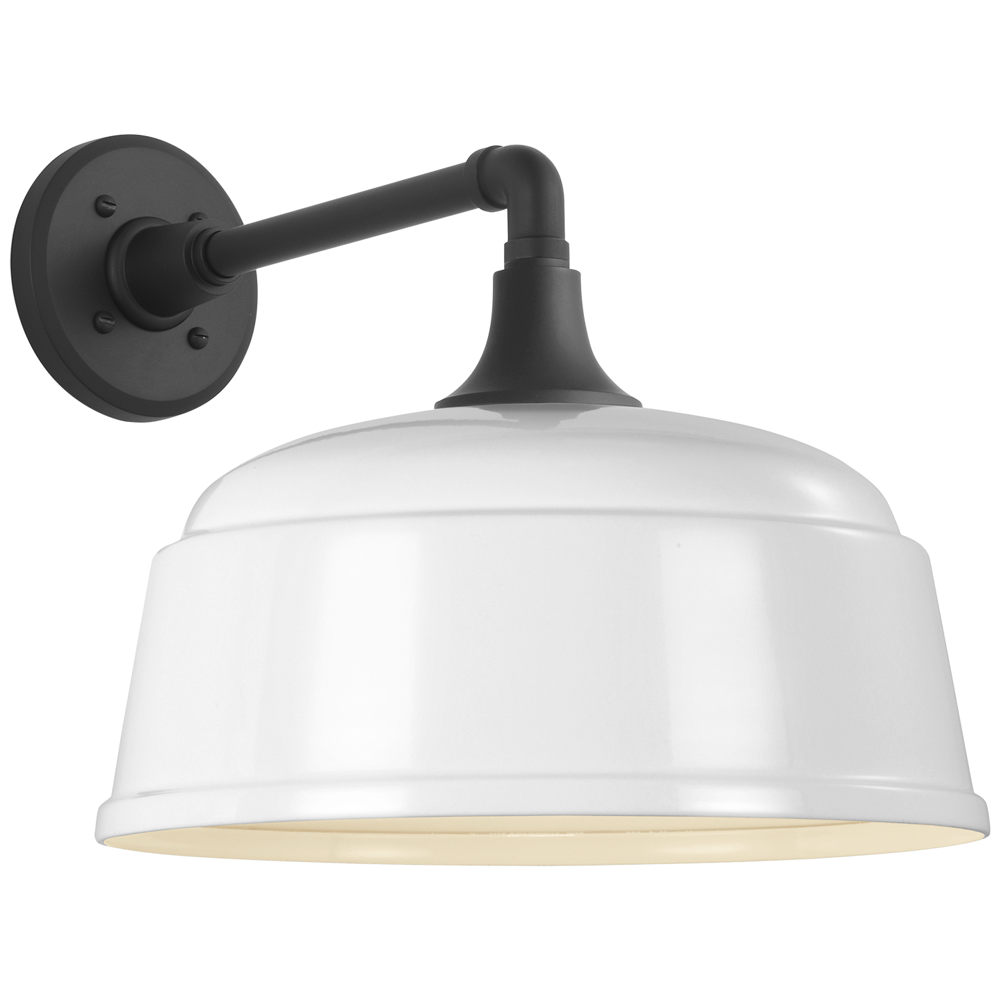Academy 11" Mack Barn Light | Matte Black | 12.5 | 12.5" White Rockhouse Shade