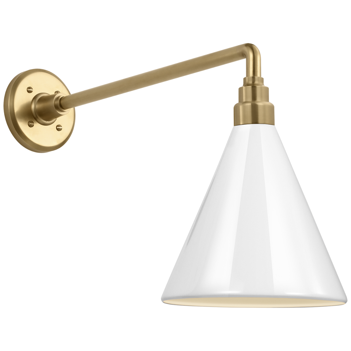 Academy 17.5" Mack Barn Light | Hand-Rubbed Antique Brass | 9 | 9" White Conical Savannah Shade