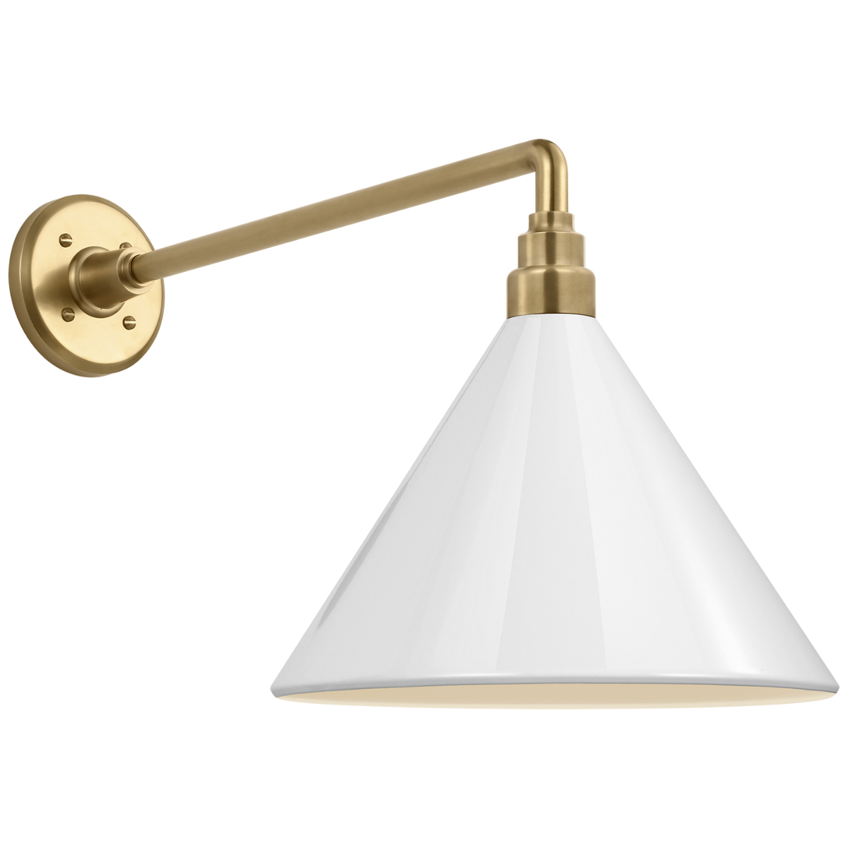 Academy 17.5" Mack Barn Light | Hand-Rubbed Antique Brass | 12.5 | 12.5" White Conical Savannah Shade
