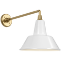 Academy 17.5" Mack Barn Light | Hand-Rubbed Antique Brass | 12.5 | 12.5" White Bowers Shade