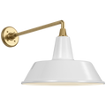 Academy 17.5" Mack Barn Light | Hand-Rubbed Antique Brass | 16 | 16" White Bowers Shade