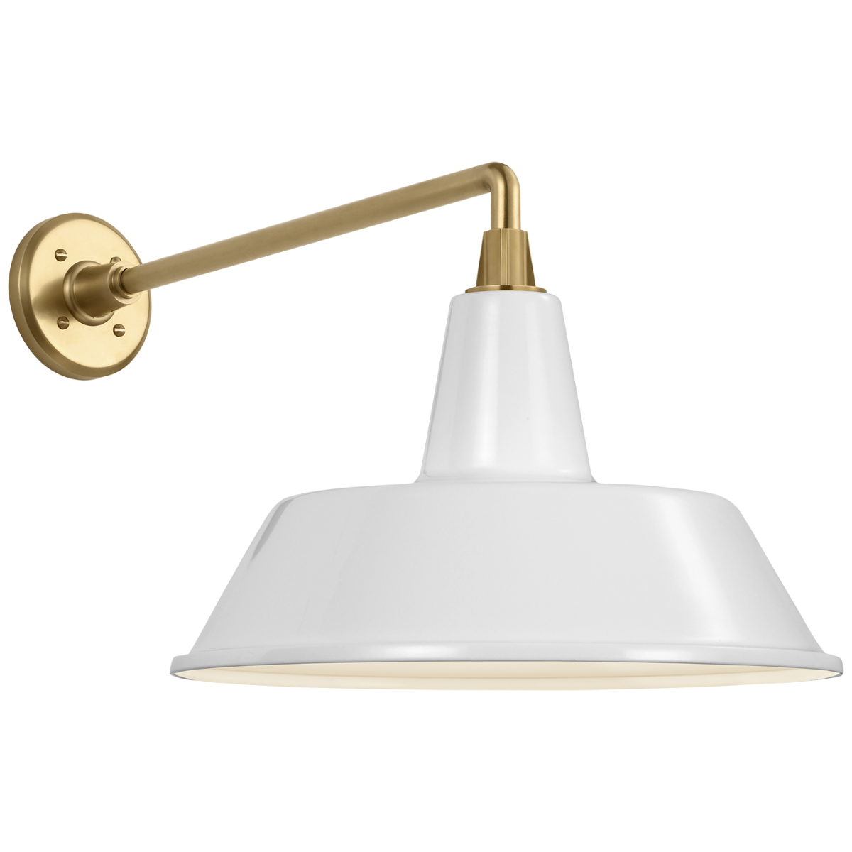 Academy 17.5" Mack Barn Light | Hand-Rubbed Antique Brass | 16 | 16" White Bowers Shade