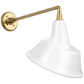 Academy 17.5" Mack Barn Light | Hand-Rubbed Antique Brass | 12.5 | 12.5" White Tilted Bowers Shade