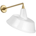 Academy 17.5" Mack Barn Light | Hand-Rubbed Antique Brass | 16 | 16" White Tilted Bowers Shade
