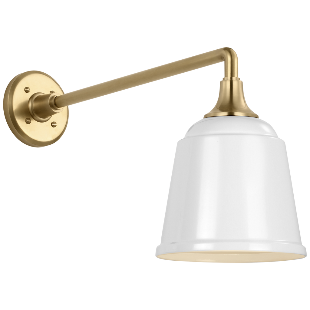 Academy 17.5" Mack Barn Light | Hand-Rubbed Antique Brass | 8 | 8" White Rockhouse Shade