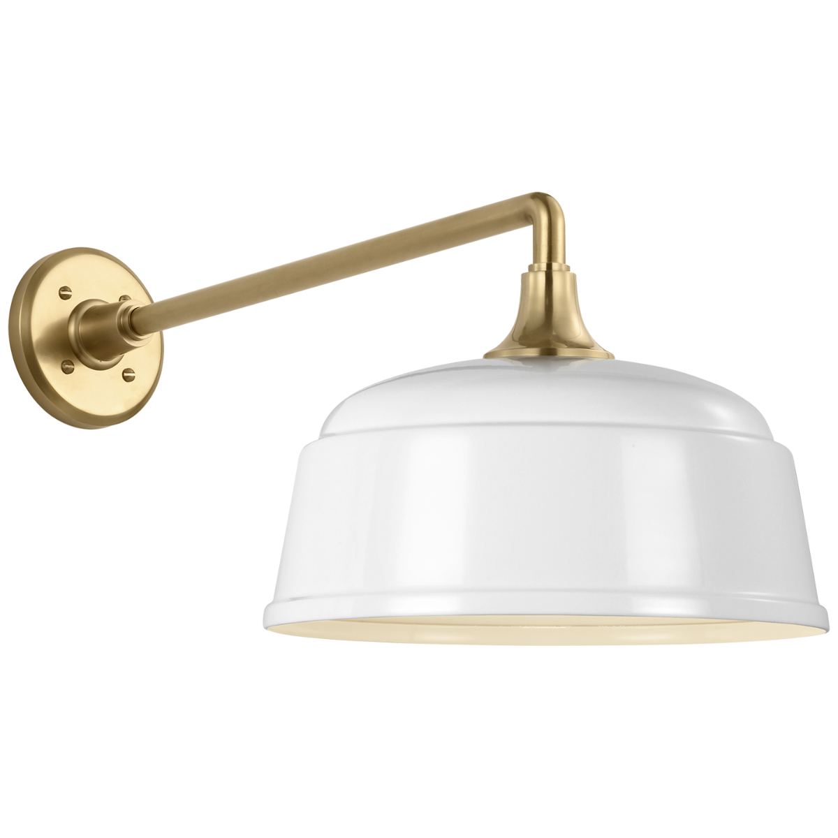 Academy 17.5" Mack Barn Light | Hand-Rubbed Antique Brass | 12.5 | 12.5" White Rockhouse Shade