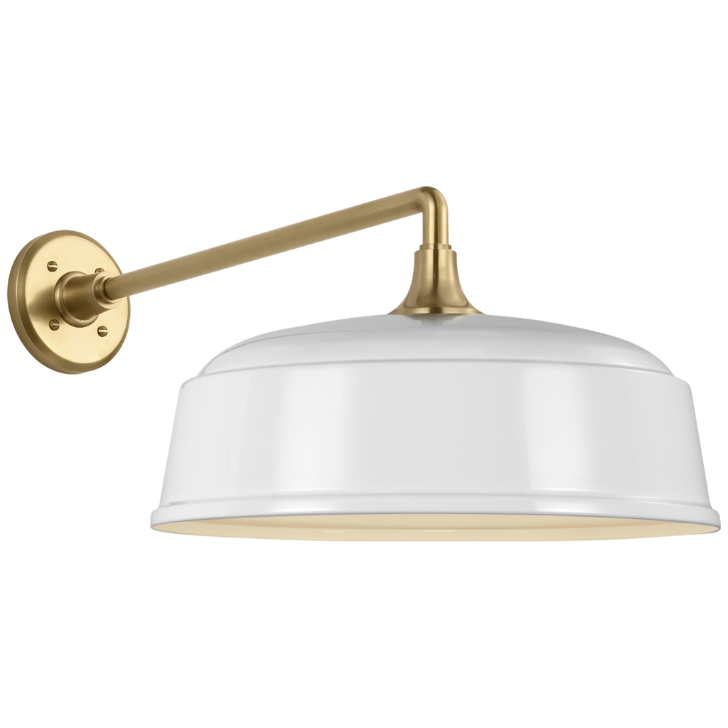 Academy 17.5" Mack Barn Light | Hand-Rubbed Antique Brass | 16 | 16" White Rockhouse Shade