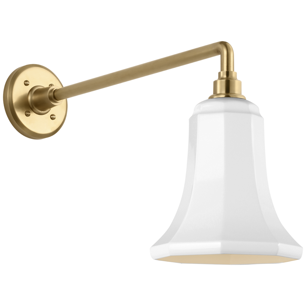 Academy 17.5" Mack Barn Light | Hand-Rubbed Antique Brass | 7.5 | 7.5" White Savannah Shade