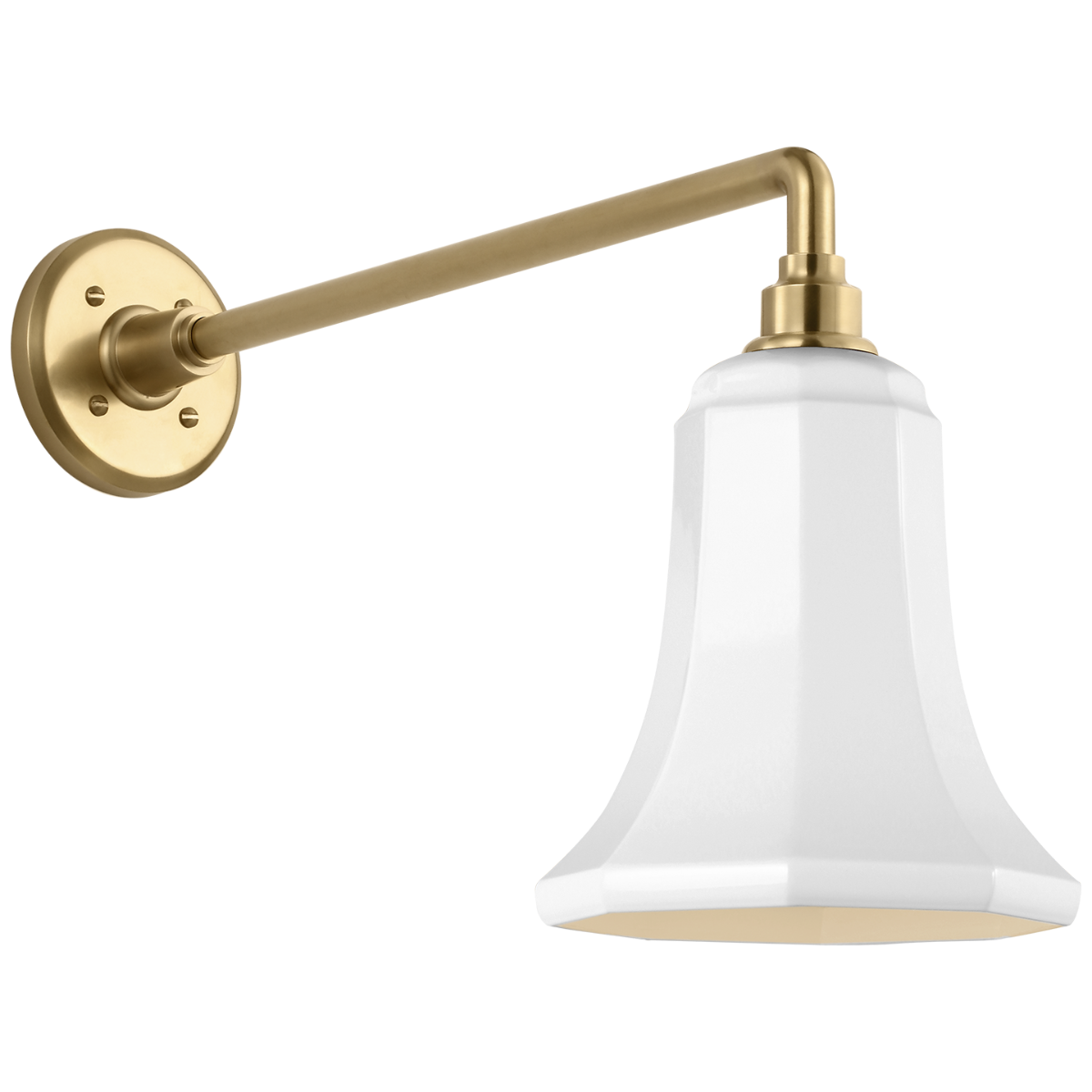Academy 17.5" Mack Barn Light | Hand-Rubbed Antique Brass | 7.5 | 7.5" White Savannah Shade