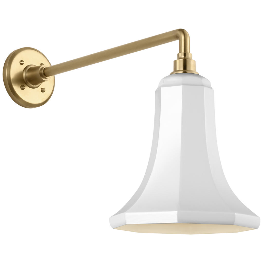 Academy 17.5" Mack Barn Light | Hand-Rubbed Antique Brass | 9.25 | 9.25" White Savannah Shade