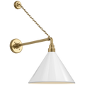 Academy 17.5" Anchored Mack Barn Light | Hand-Rubbed Antique Brass | 12.5 | 12.5" White Conical Savannah Shade