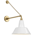 Academy 17.5" Anchored Mack Barn Light | Hand-Rubbed Antique Brass | 12.5 | 12.5" White Bowers Shade