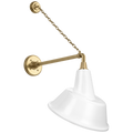 Academy 17.5" Anchored Mack Barn Light | Hand-Rubbed Antique Brass | 12.5 | 12.5" White Tilted Bowers Shade