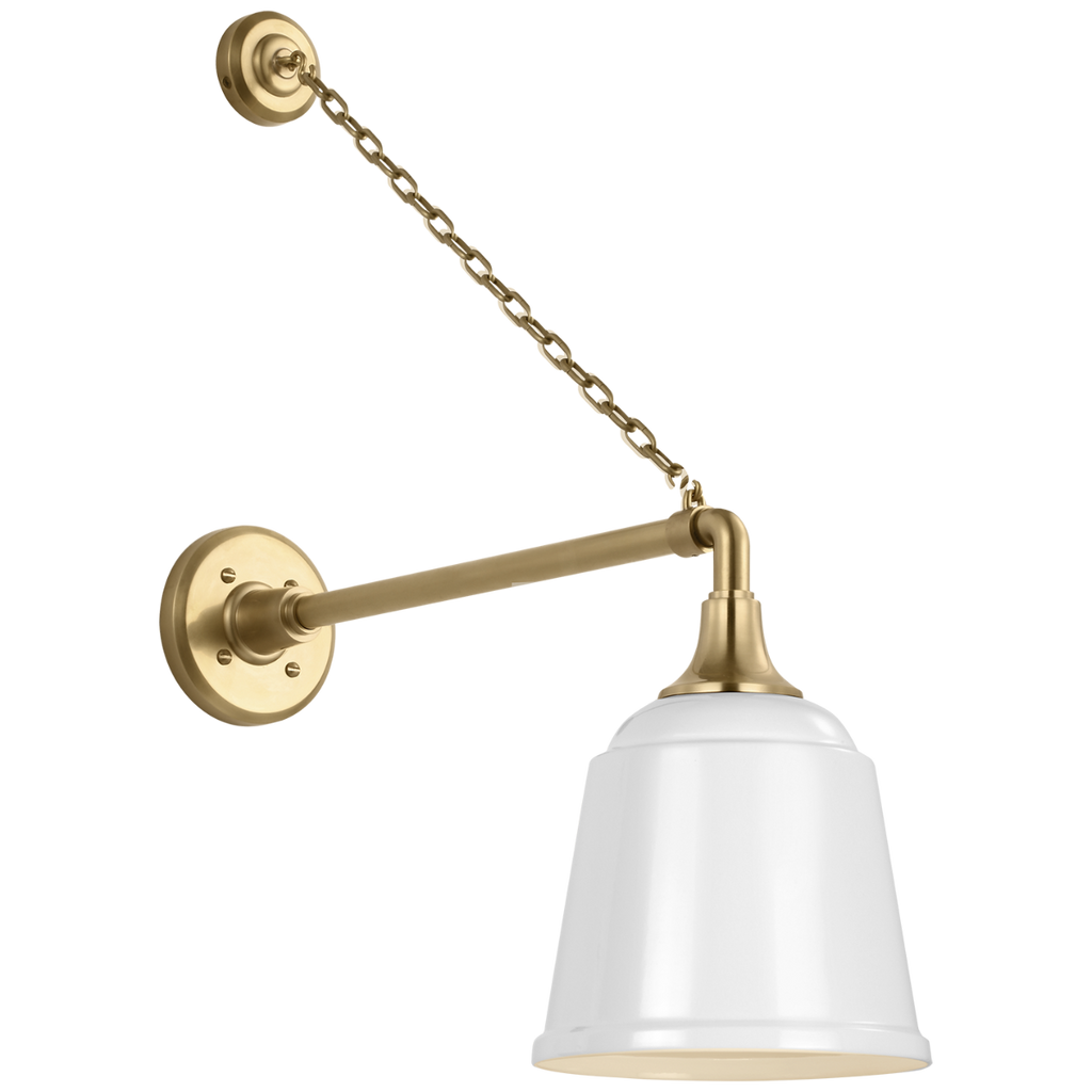 Academy 17.5" Anchored Mack Barn Light | Hand-Rubbed Antique Brass | 8 | 8" White Rockhouse Shade