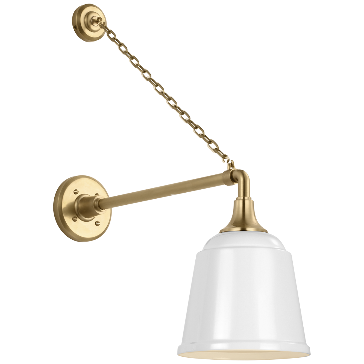Academy 17.5" Anchored Mack Barn Light | Hand-Rubbed Antique Brass | 8 | 8" White Rockhouse Shade