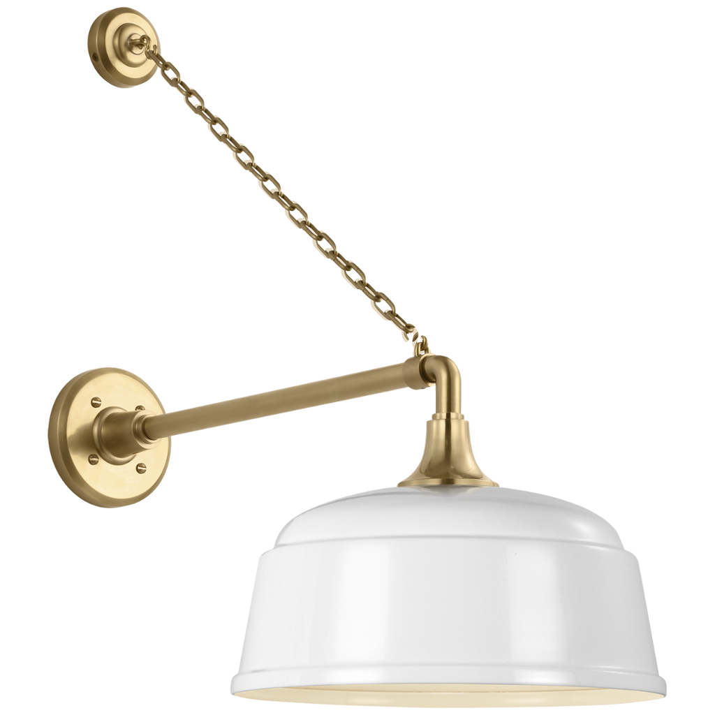 Academy 17.5" Anchored Mack Barn Light | Hand-Rubbed Antique Brass | 12.5 | 12.5" White Rockhouse Shade