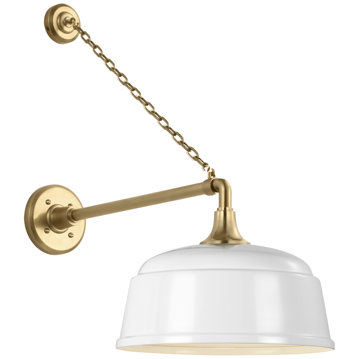 Academy 17.5" Anchored Mack Barn Light | Hand-Rubbed Antique Brass | 12.5 | 12.5" White Rockhouse Shade