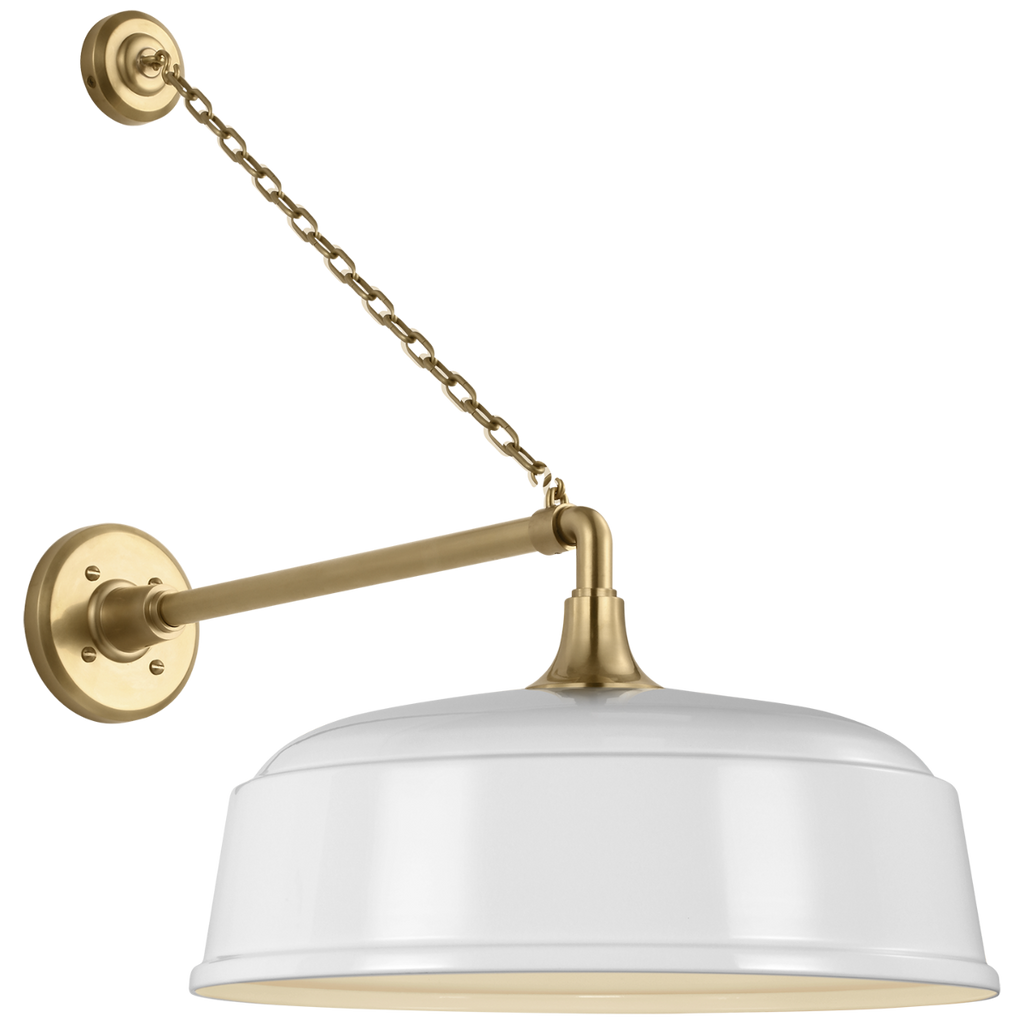 Academy 17.5" Anchored Mack Barn Light | Hand-Rubbed Antique Brass | 16 | 16" White Rockhouse Shade