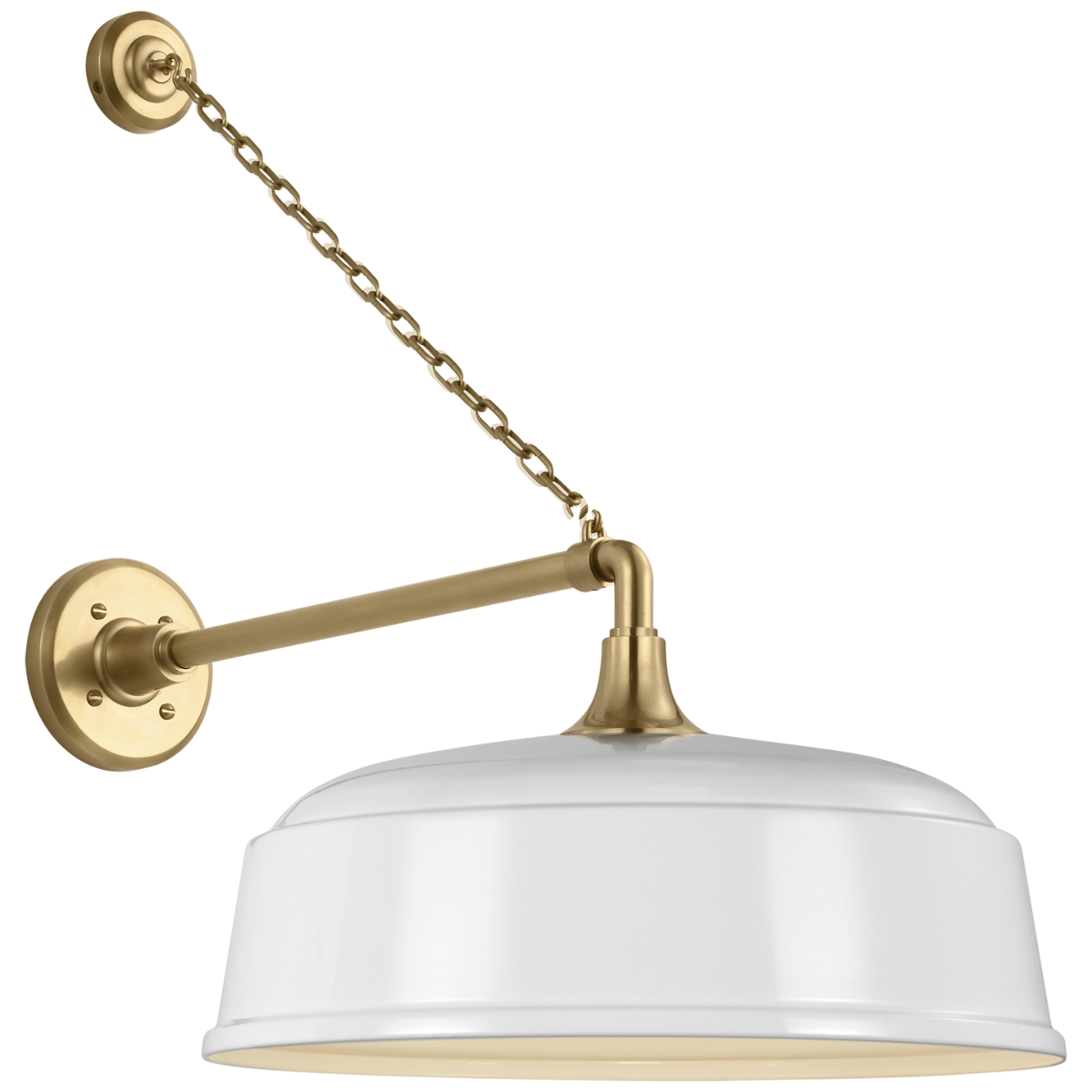 Academy 17.5" Anchored Mack Barn Light | Hand-Rubbed Antique Brass | 16 | 16" White Rockhouse Shade