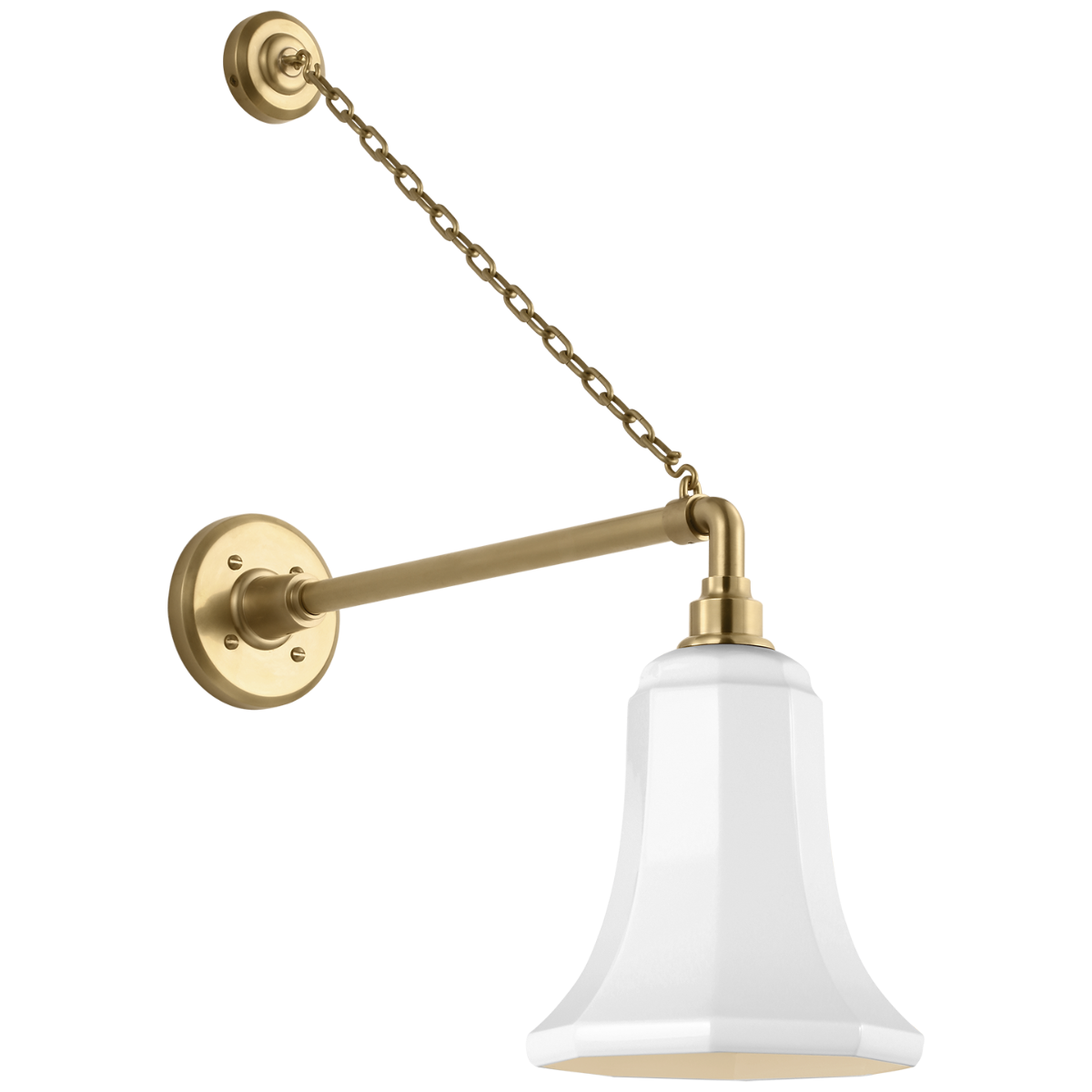 Academy 17.5" Anchored Mack Barn Light | Hand-Rubbed Antique Brass | 7.5 | 7.5" White Savannah Shade