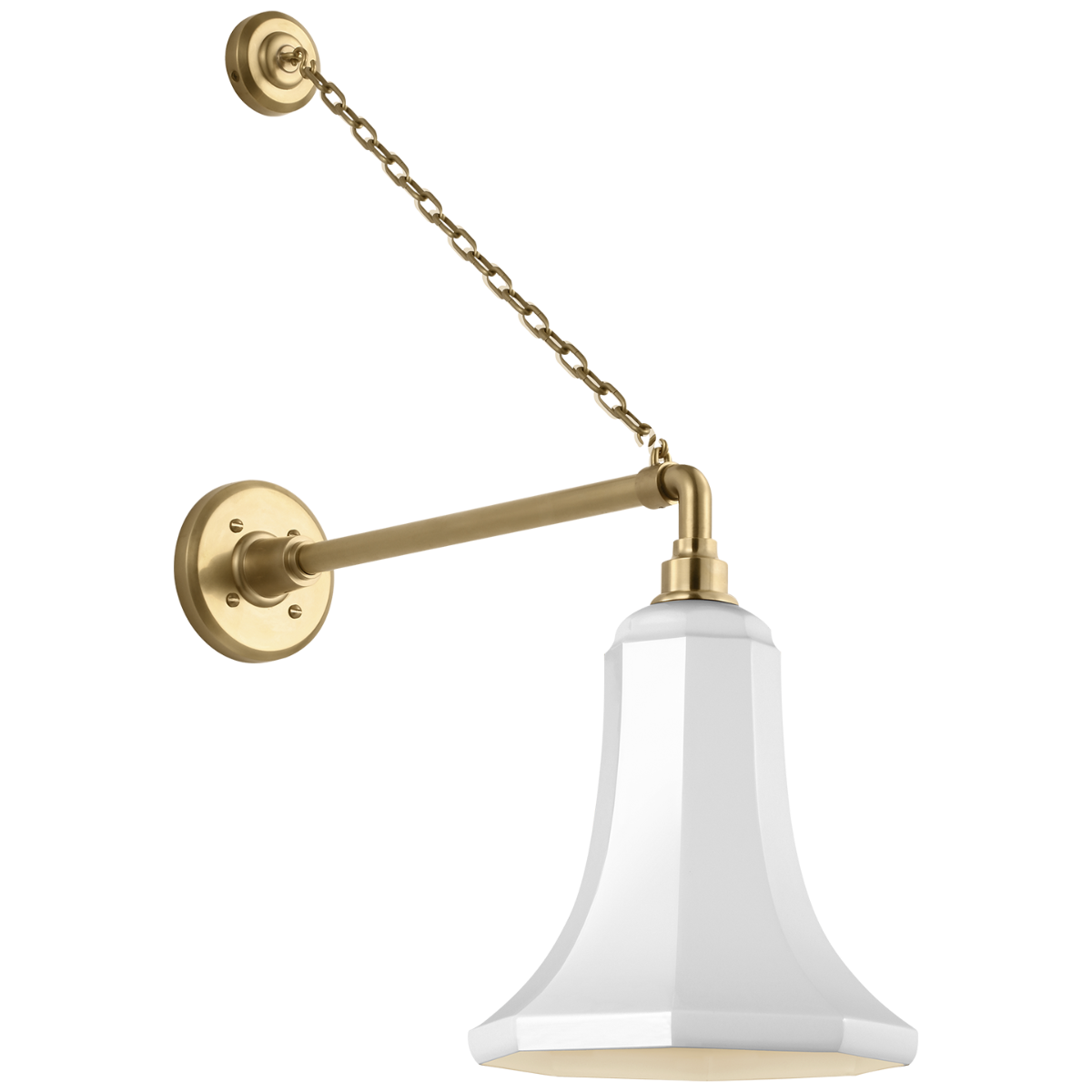 Academy 17.5" Anchored Mack Barn Light | Hand-Rubbed Antique Brass | 9.25 | 9.25" White Savannah Shade
