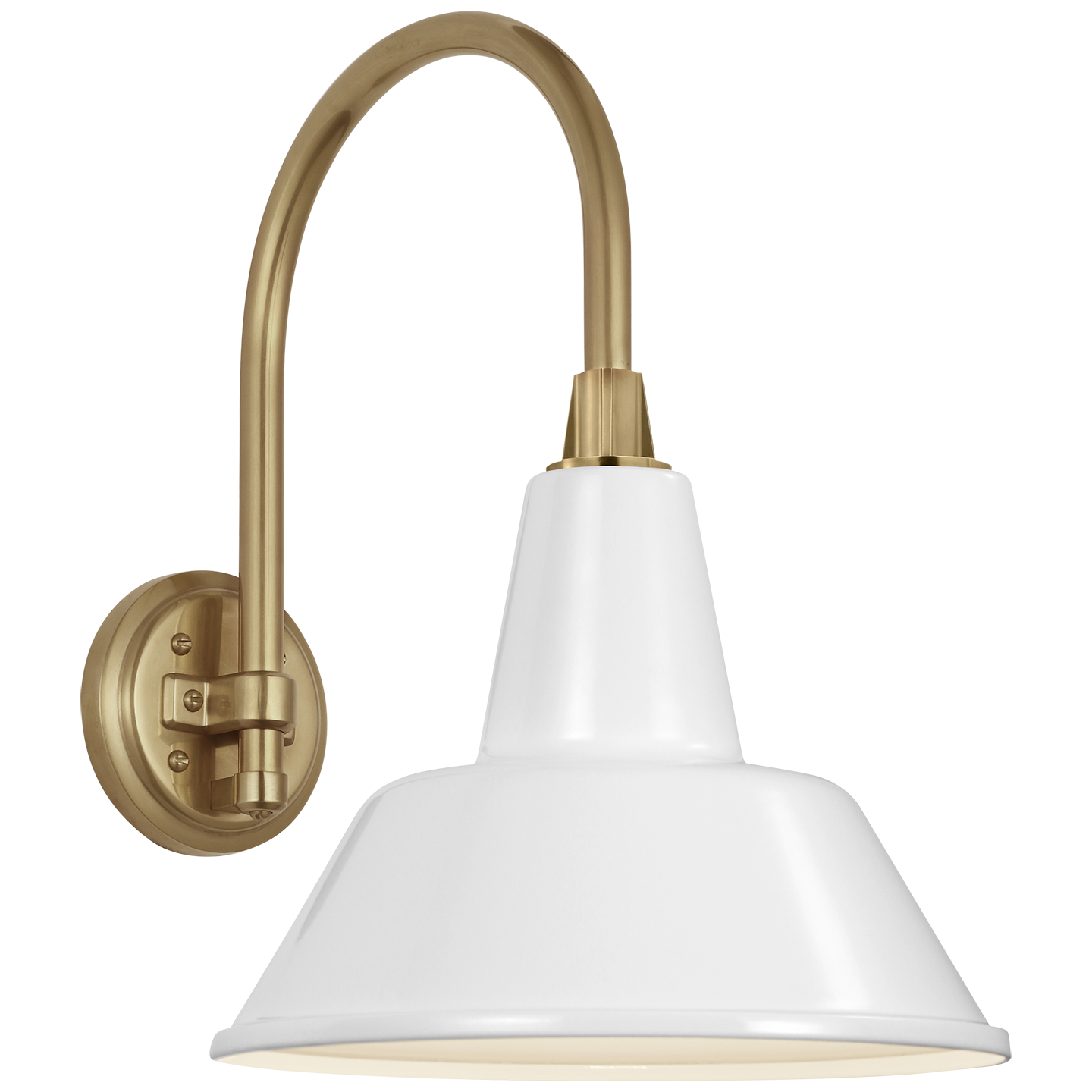 Academy 11" Arched Mack Barn Light | Hand-Rubbed Antique Brass | 12.5 | 12.5" White Bowers Shade