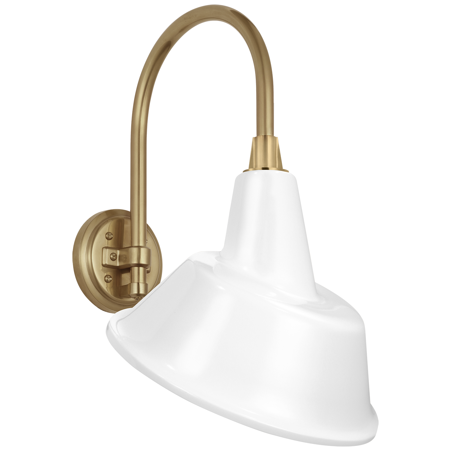 Academy 11" Arched Mack Barn Light | Hand-Rubbed Antique Brass | 12.5 | 12.5" White Tilted Tilted Bowers Shade
