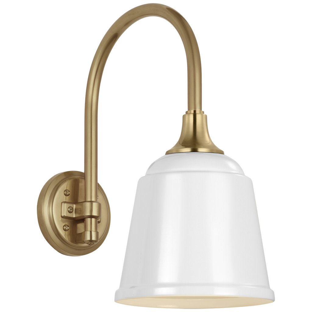 Academy 11" Arched Mack Barn Light | Hand-Rubbed Antique Brass | 8 | 8" White Rockhouse Shade