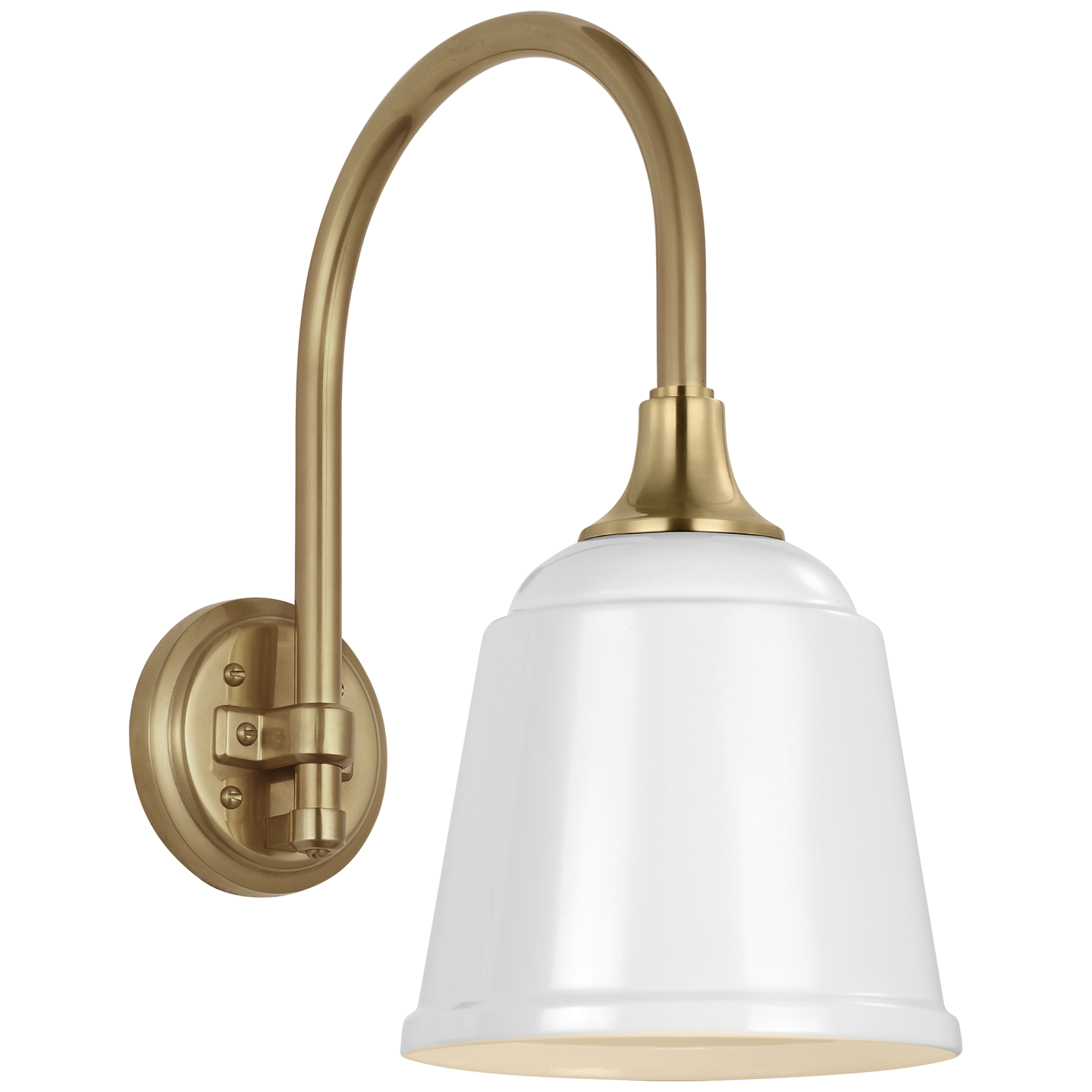 Academy 11" Arched Mack Barn Light | Hand-Rubbed Antique Brass | 8 | 8" White Rockhouse Shade