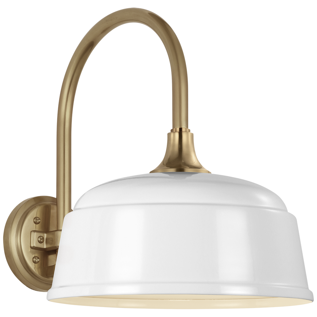 Academy 11" Arched Mack Barn Light | Hand-Rubbed Antique Brass | 12.5 | 12.5" White Rockhouse Shade