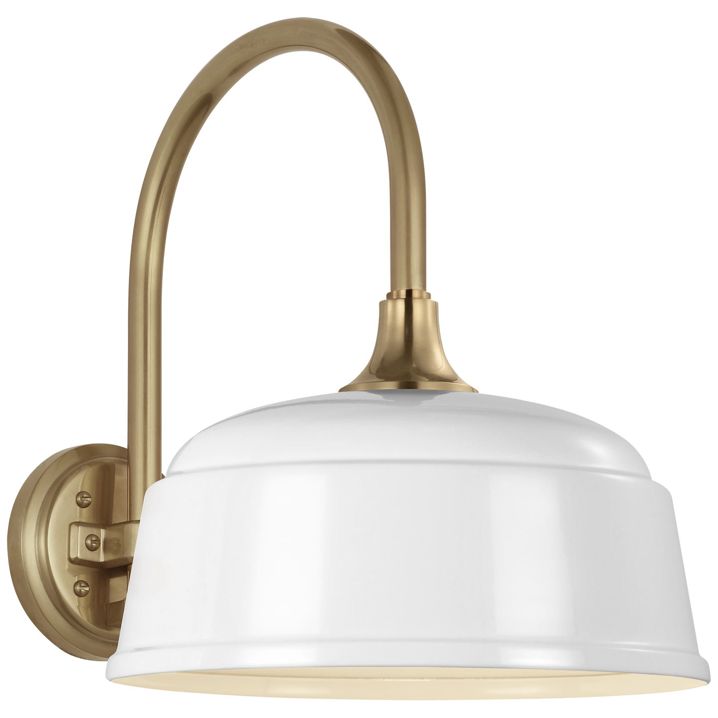 Academy 11" Arched Mack Barn Light | Hand-Rubbed Antique Brass | 12.5 | 12.5" White Rockhouse Shade