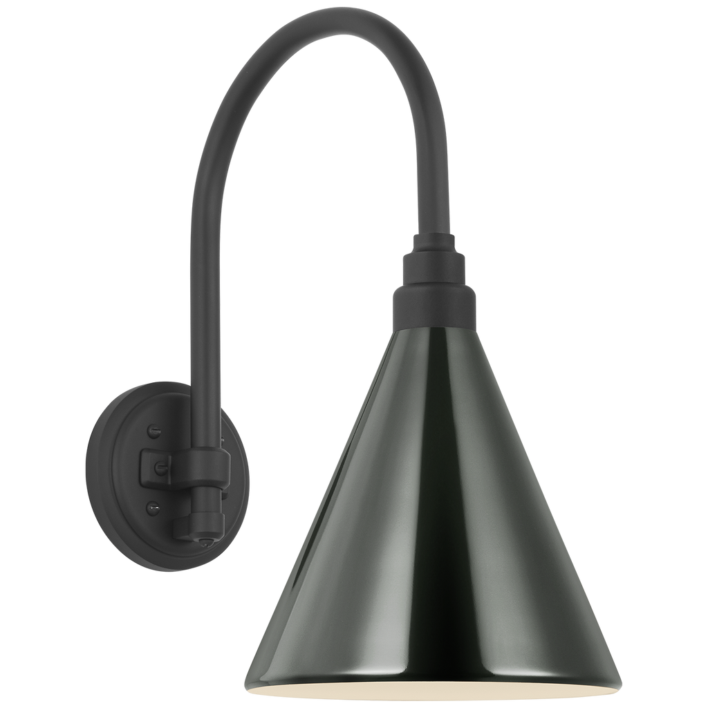 Academy 11" Arched Mack Barn Light | Matte Black | 9 | 9" Green Conical Savannah Shade
