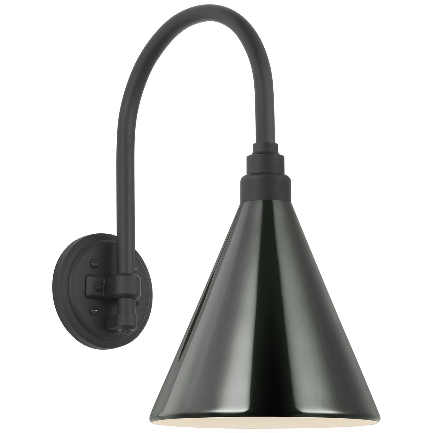 Academy 11" Arched Mack Barn Light | Matte Black | 9 | 9" Green Conical Savannah Shade