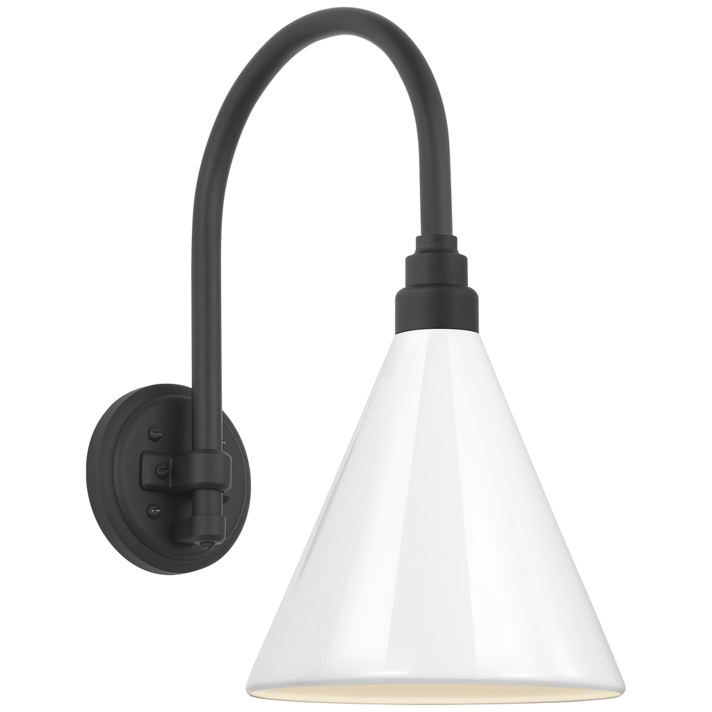 Academy 11" Arched Mack Barn Light | Matte Black | 9 | 9" White Conical Savannah Shade