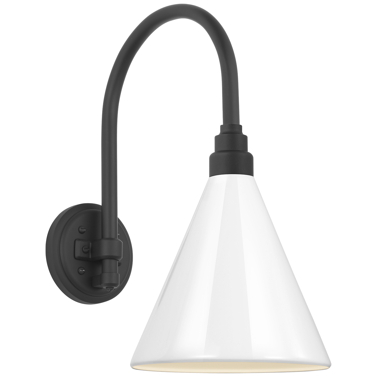 Academy 11" Arched Mack Barn Light | Matte Black | 9 | 9" White Conical Savannah Shade