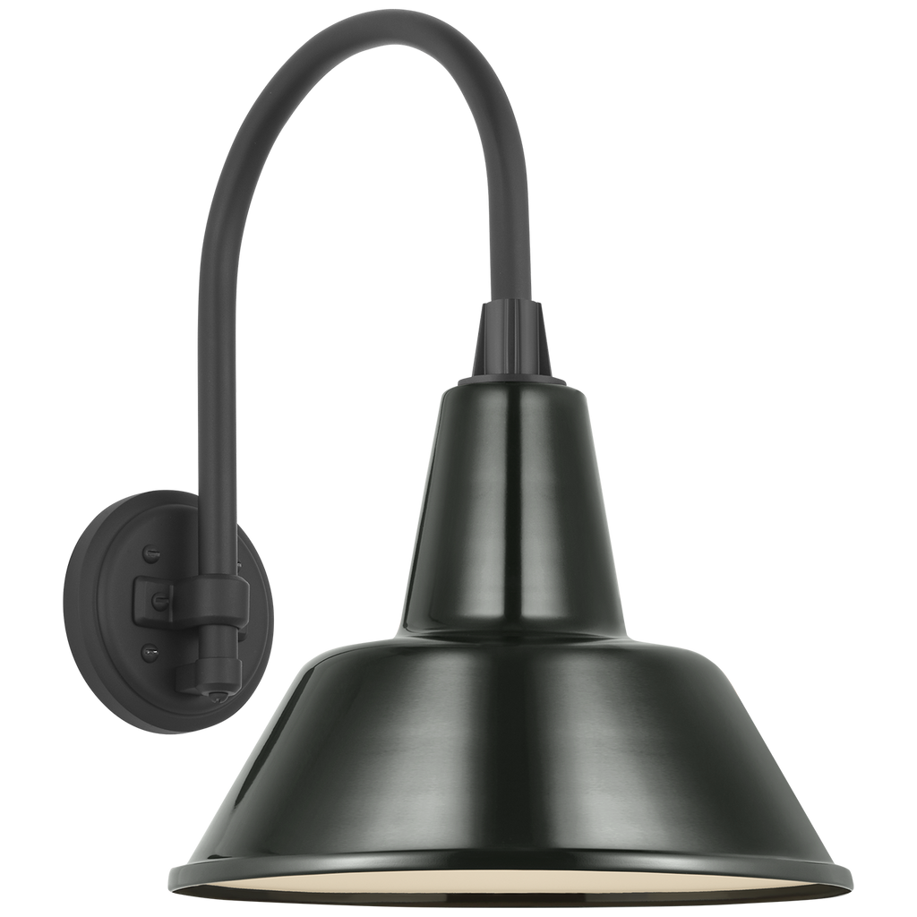Academy 11" Arched Mack Barn Light | Matte Black | 12.5 | 12.5" Green Bowers Shade