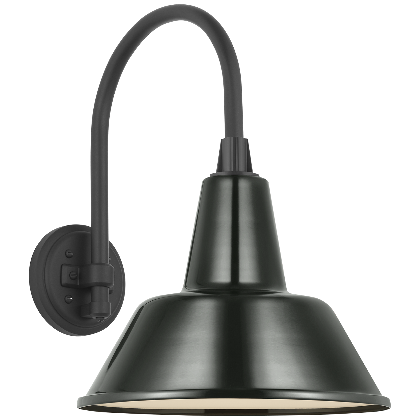 Academy 11" Arched Mack Barn Light | Matte Black | 12.5 | 12.5" Green Bowers Shade