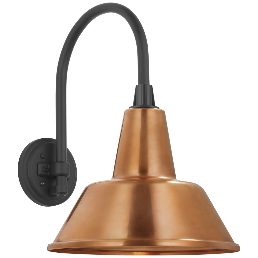 Academy 11" Arched Mack Barn Light | Matte Black | 12.5 | 12.5" Soft Copper Bowers Shade