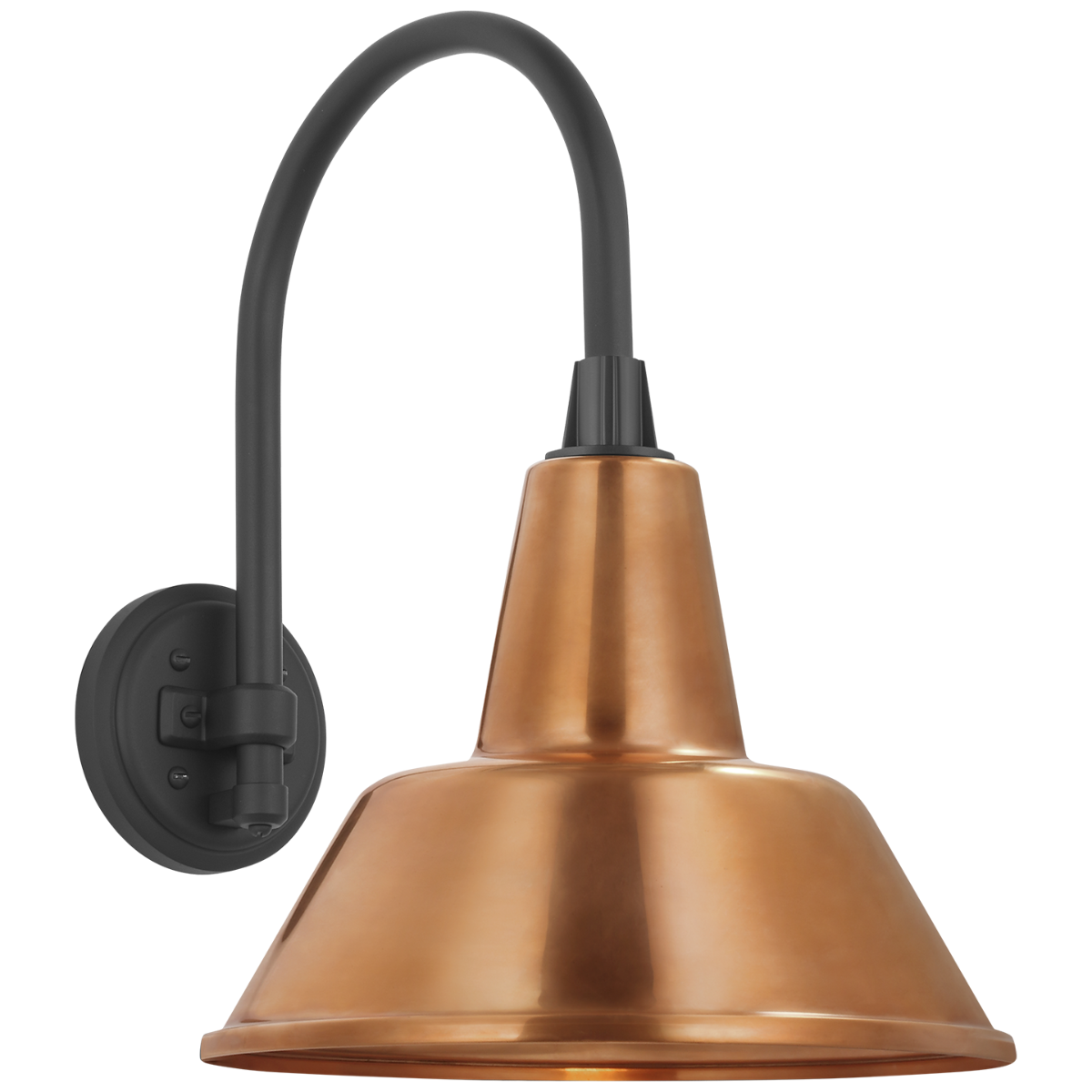 Academy 11" Arched Mack Barn Light | Matte Black | 12.5 | 12.5" Soft Copper Bowers Shade
