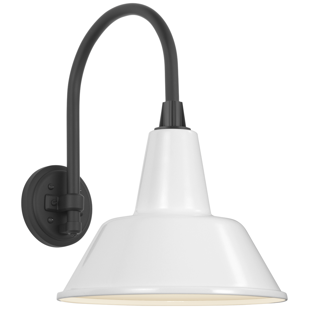 Academy 11" Arched Mack Barn Light | Matte Black | 12.5 | 12.5" White Bowers Shade