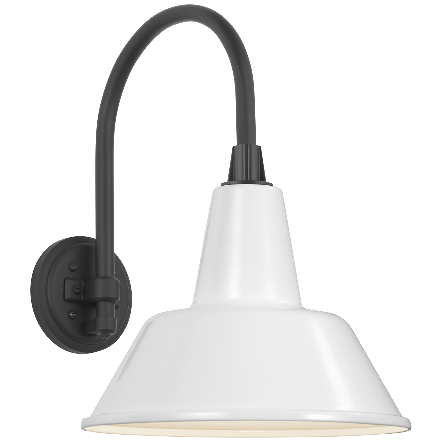 Academy 11" Arched Mack Barn Light | Matte Black | 12.5 | 12.5" White Bowers Shade