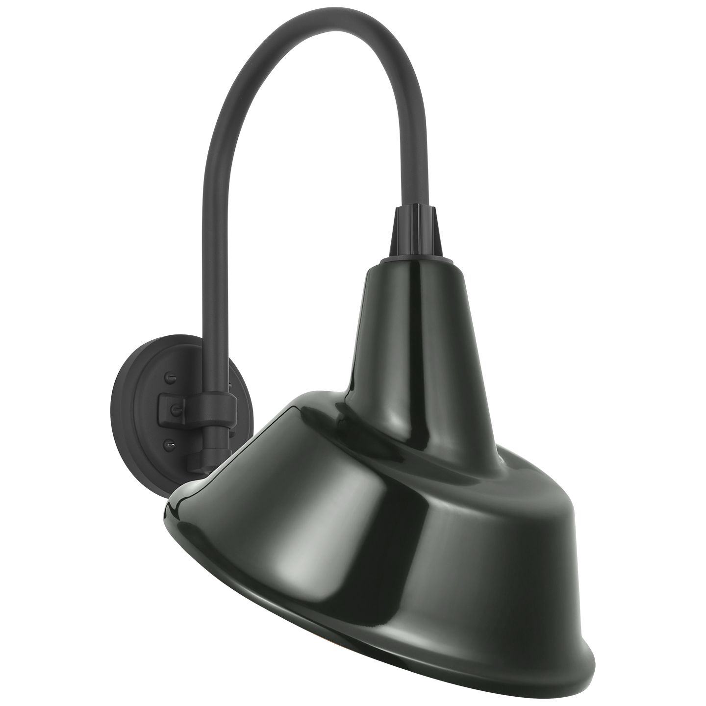 Academy 11" Arched Mack Barn Light | Matte Black | 12.5 | 12.5" Green Tilted Bowers Shade