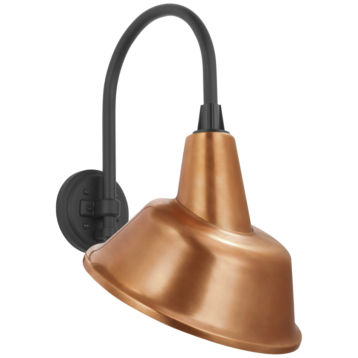Academy 11" Arched Mack Barn Light | Matte Black | 12.5 | 12.5" Soft Copper Tilted Bowers Shade