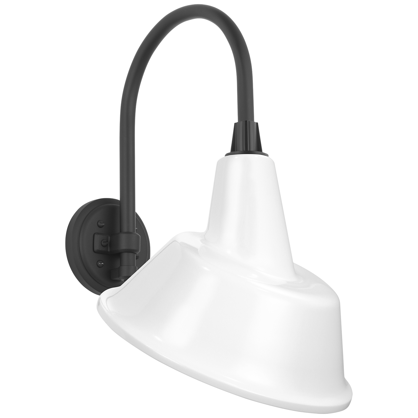 Academy 11" Arched Mack Barn Light | Matte Black | 12.5 | 12.5" White Tilted Bowers Shade