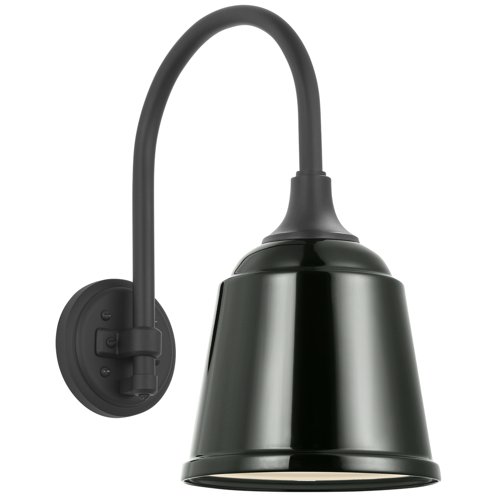 Academy 11" Arched Mack Barn Light | Matte Black | 8 | 8" Green Rockhouse Shade