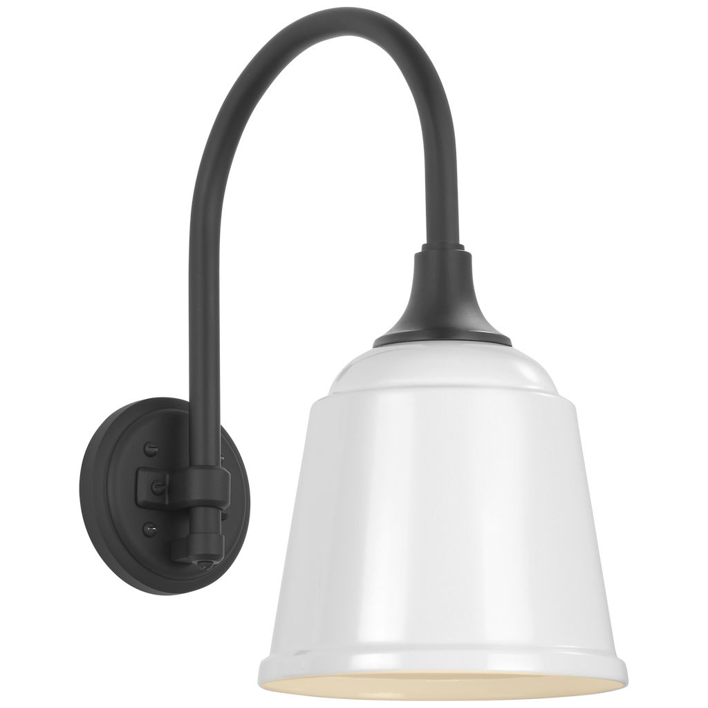 Academy 11" Arched Mack Barn Light | Matte Black | 8 | 8" White Rockhouse Shade