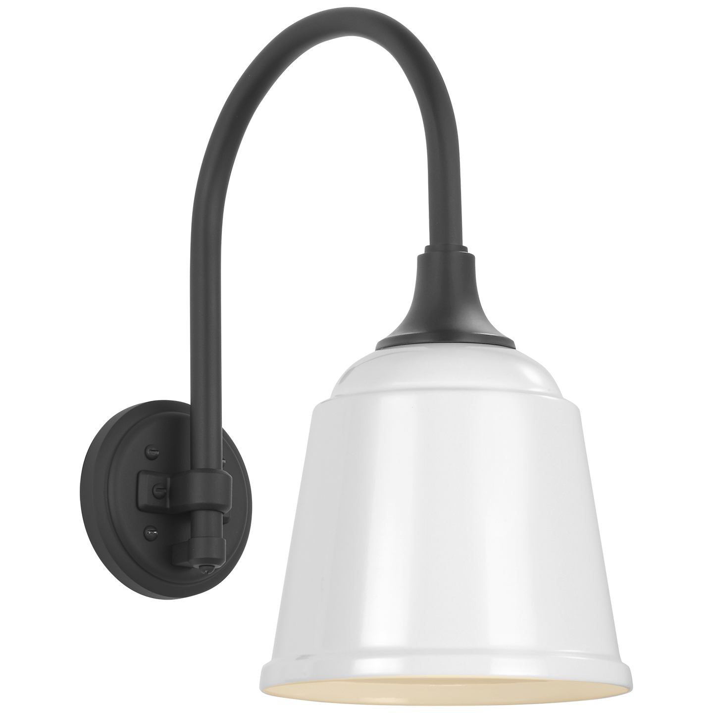 Academy 11" Arched Mack Barn Light | Matte Black | 8 | 8" White Rockhouse Shade