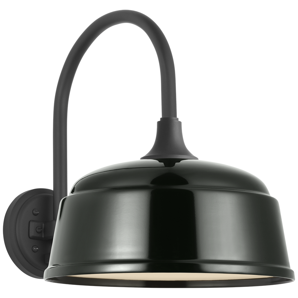 Academy 11" Arched Mack Barn Light | Matte Black | 12.5 | 12.5" Green Rockhouse Shade