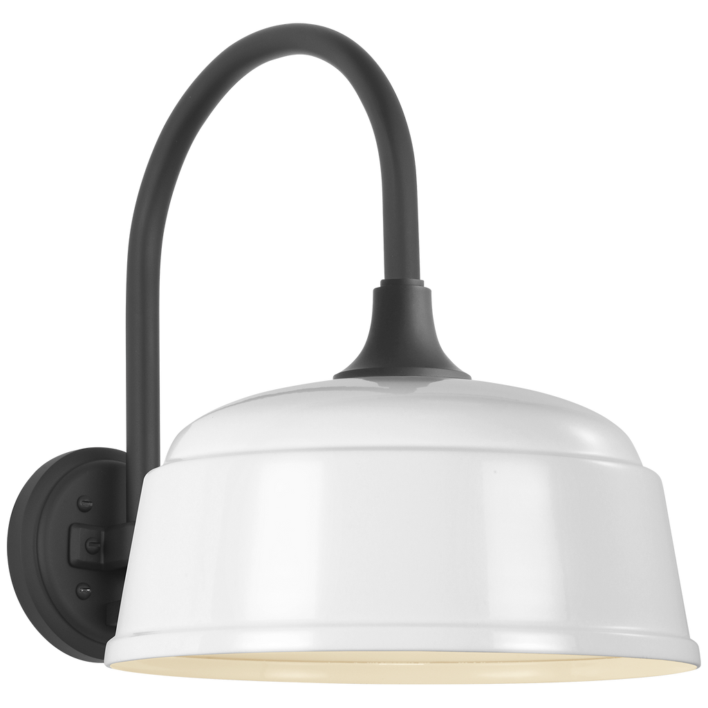 Academy 11" Arched Mack Barn Light | Matte Black | 12.5 | 12.5" White Rockhouse Shade