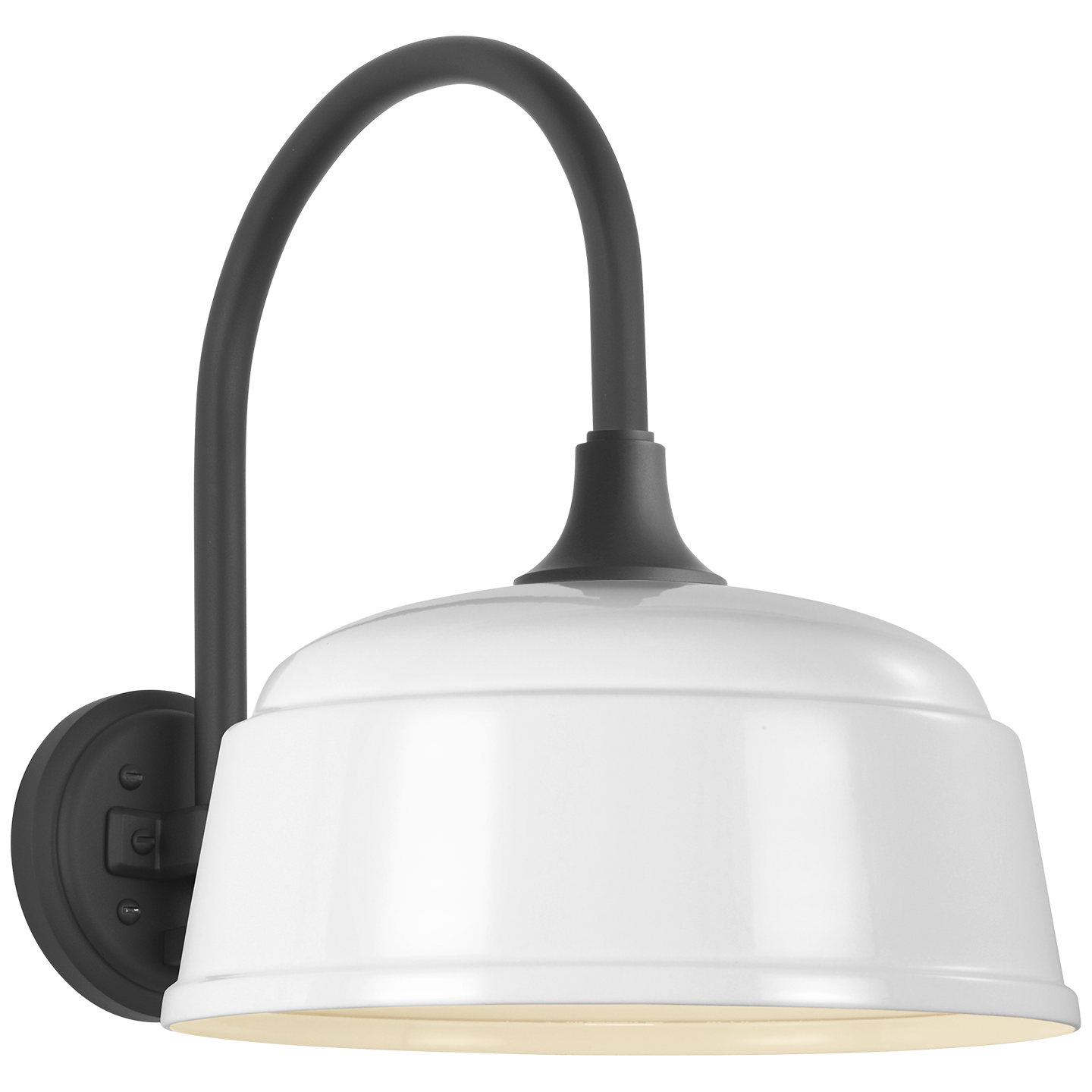 Academy 11" Arched Mack Barn Light | Matte Black | 12.5 | 12.5" White Rockhouse Shade